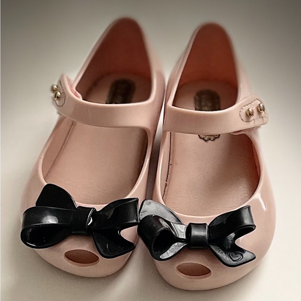 Mini Melissa Mary Jane shoes with Black Bow - Toddler Size 6